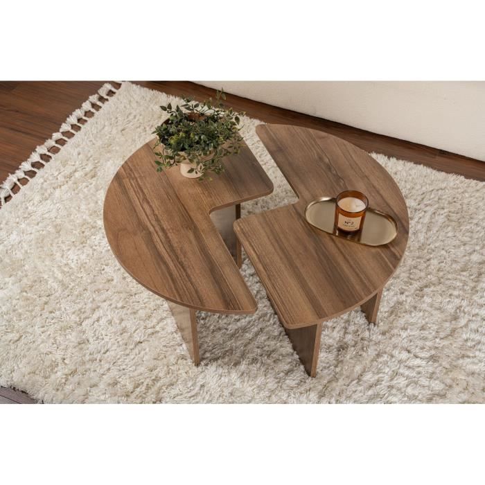 MOIRA Coffee Table - Round - Walnut - Ø90 x H41 cm