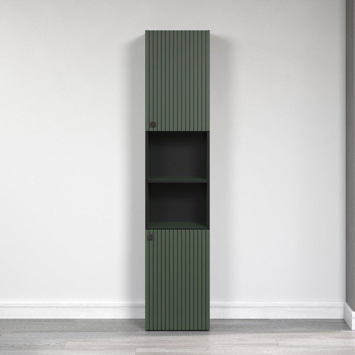 PURE BLISS Bathroom Column - Sage Green and Black Decor - L40 x H186 x D31cm