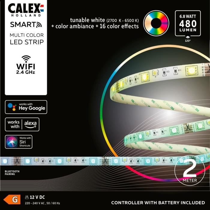 CALEX Smart LED Strip - 2 M - 6.8W - 480lm - RGBCCT 2700-6500K + Remote Control
