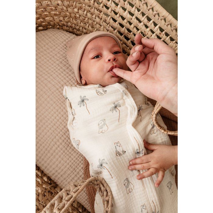 CANDIDE 2-in-1 Swaddle Sleeping Bag, 55 cm, 0-3 Months, White Tiger Print