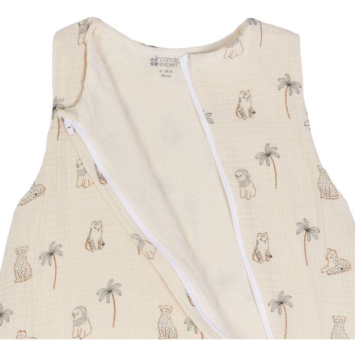 CANDIDE Summer Sleeping Bag - 90 cm - 9/24 months - White with Tiger Print