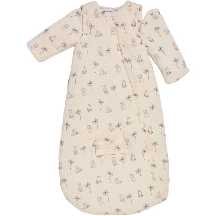 Douillette nomade - CANDIDE - 90 cm - 9/24 mois - Manches amovibles - Blanc imprimé lange tigre