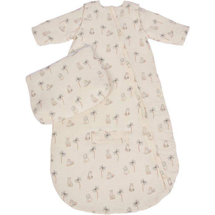 Douillette nomade - CANDIDE - 90 cm - 9/24 mois - Manches amovibles - Blanc imprimé lange tigre