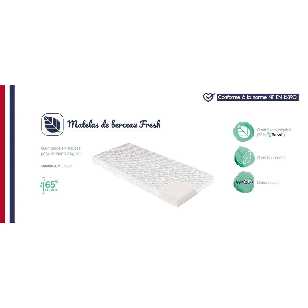 CANDIDE Fresh Crib Mattress - 50 x 83 x 5 cm - Ideal for Co-sleeping 50x83x5cm