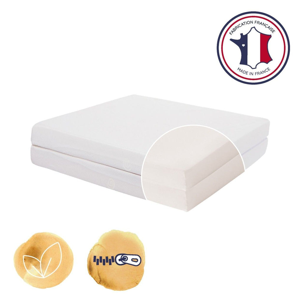 Folding baby mattress - CANDIDE - 60x120x7 cm - Essential - Made in France 2-Part