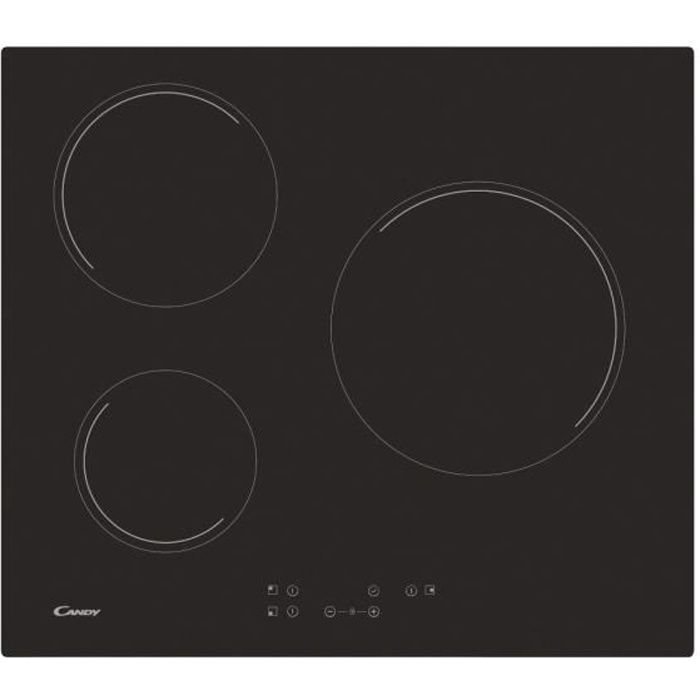 Plaque de cuisson vitrocéramique CANDY CH63CT - 3 foyers - L 60cm - Noir