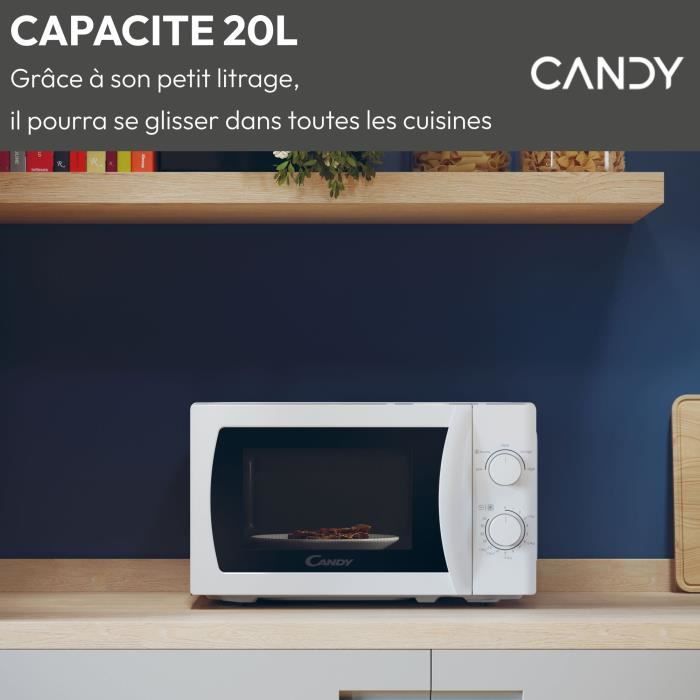 CANDY CMW20SMW Microwave Oven - 20 L - 700W - Mechanical Door - 5 Power Levels - White