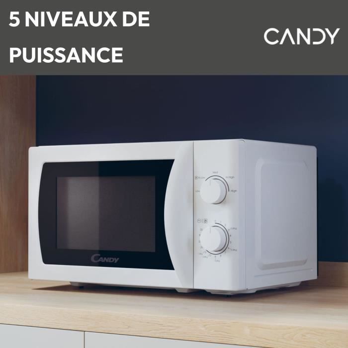CANDY CMW20SMW Microwave Oven - 20 L - 700W - Mechanical Door - 5 Power Levels - White