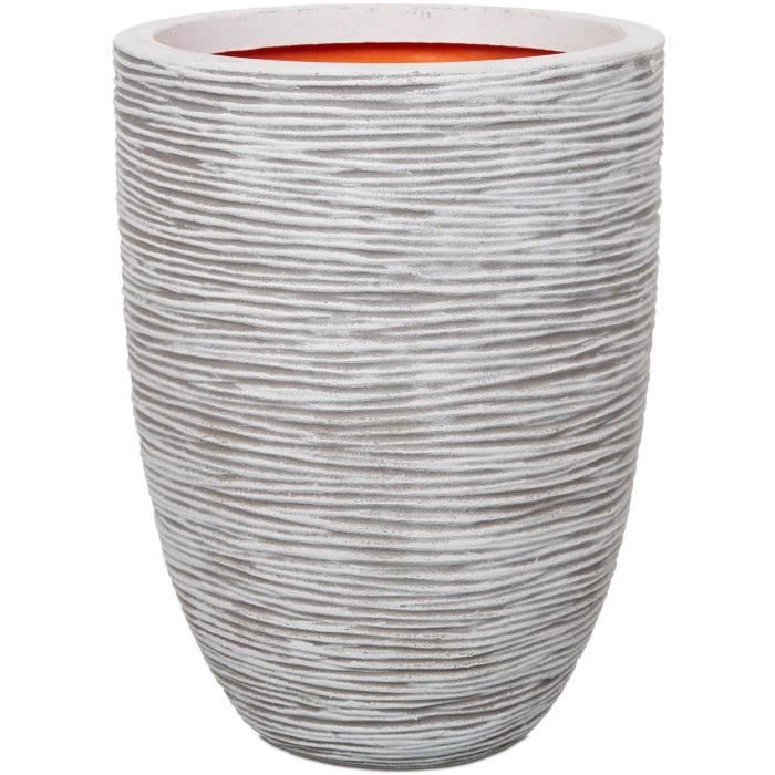 CAPI EUROPE Flower Pot NATURE RIB - 36 x 47 cm - Ivory