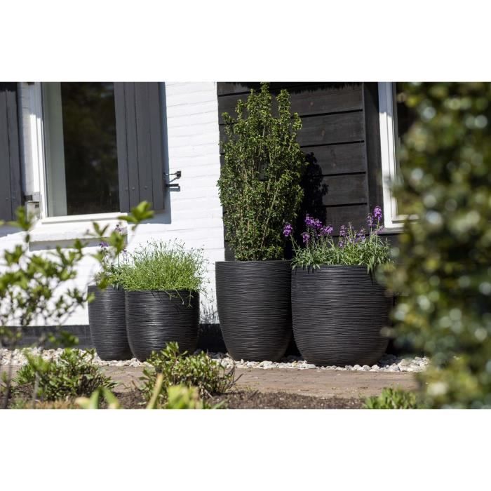 CAPI EUROPE Flower Pot RIB NL - 43 x 41 cm - Black