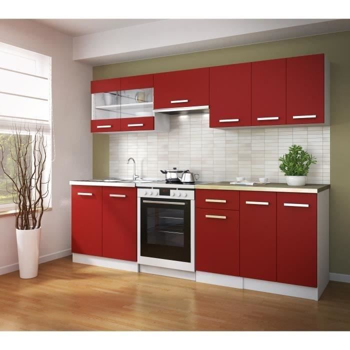 ULTRA Glass-Fronted Kitchen Wall Cabinet - Matte Red - W 80 cm