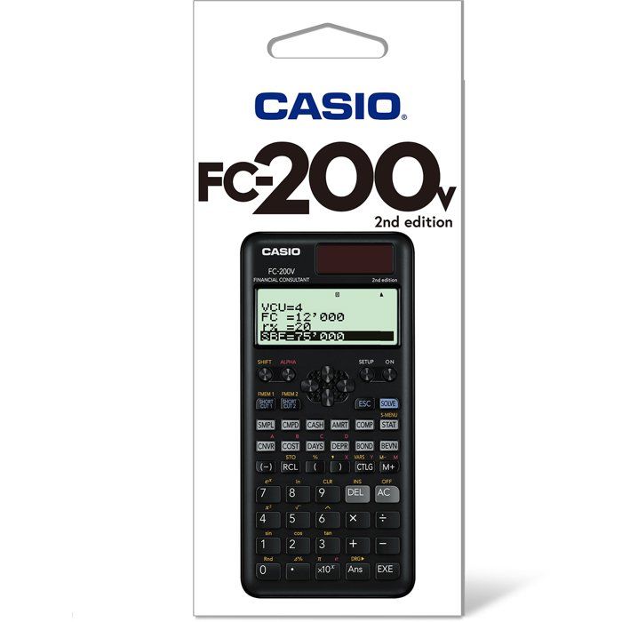 Casio FC-200V Scientific Calculator - 4-Line Display - Solar Powered