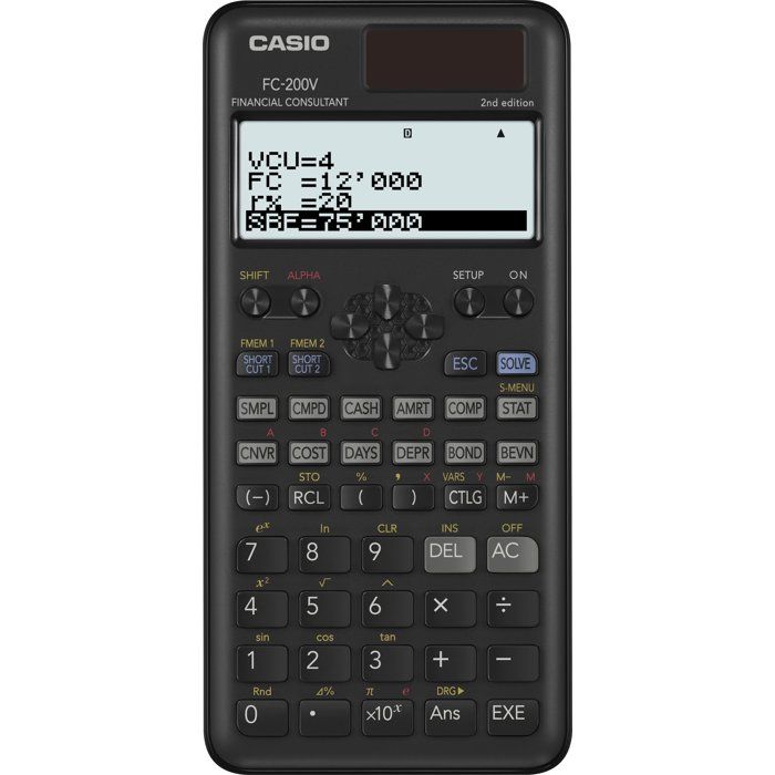 Casio FC-200V Scientific Calculator - 4-Line Display - Solar Powered