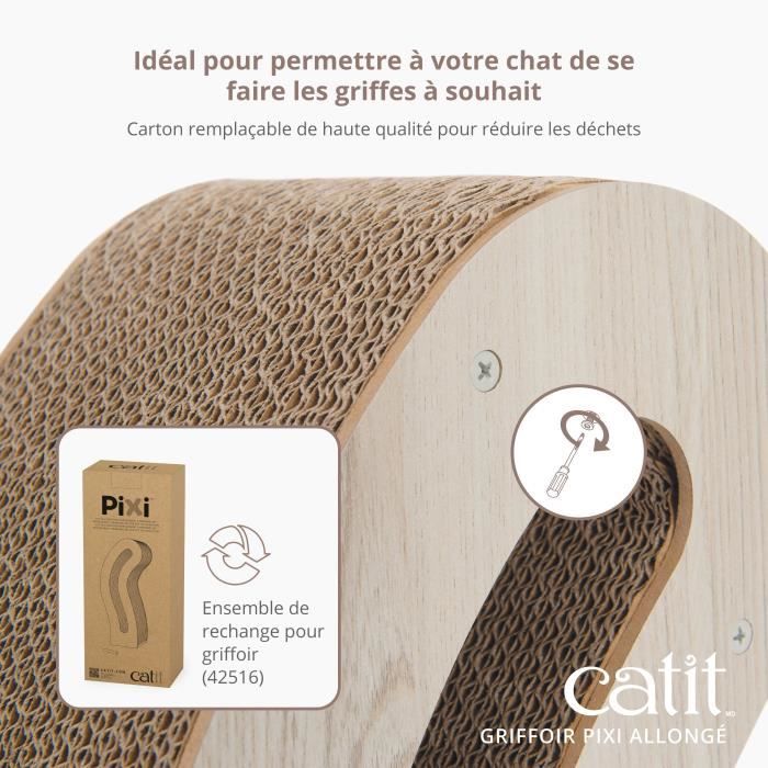 CATIT Pixi Cat Tail Scratching Post with Fabric Ball and Feather - Natural Oak Look