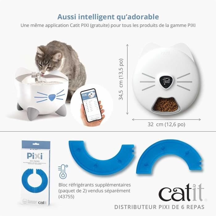 CATIT PIXI SMART Connected Cat Feeder - 6 x 170 ml - LCD Touchscreen
