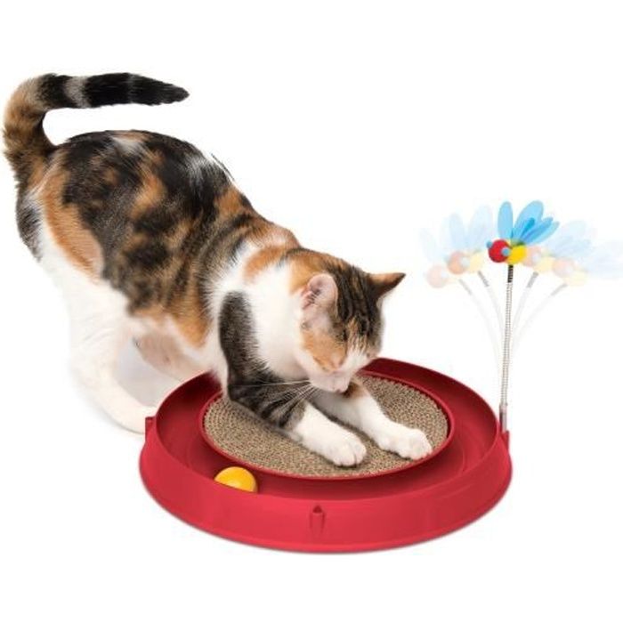 CAT IT 3-in-1 Cat Toy with Ball and Scratching Board - Ø 36 cm - Red