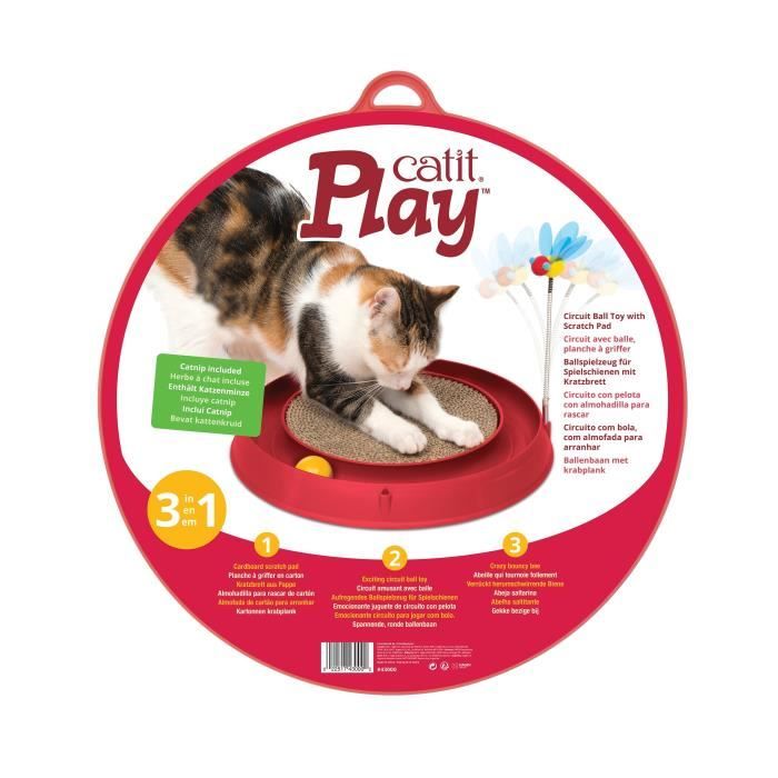 CAT IT 3-in-1 Cat Toy with Ball and Scratching Board - Ø 36 cm - Red