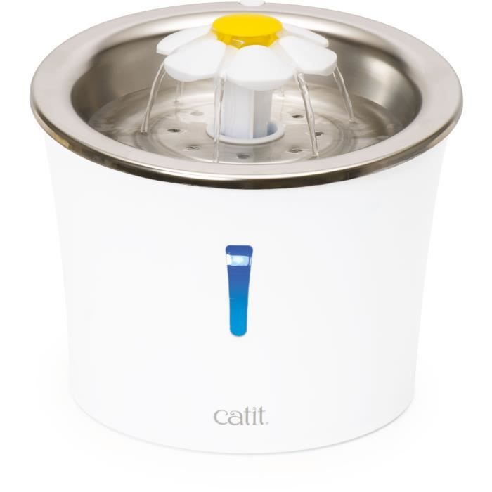 Catit Flower Cat Water Fountain - 3 L - Stainless Steel Top - With LED