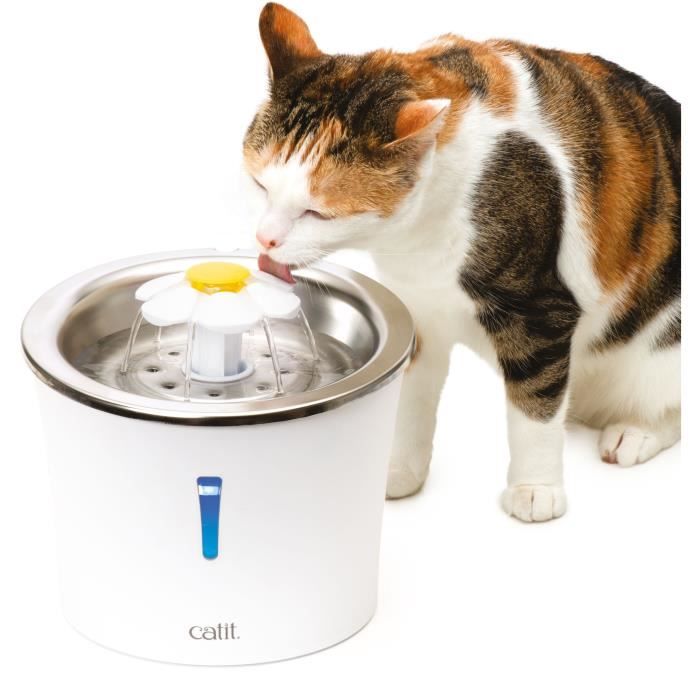 Catit Flower Cat Water Fountain - 3 L - Stainless Steel Top - With LED