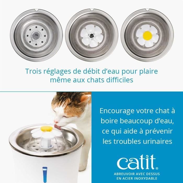 Catit Flower Cat Water Fountain - 3 L - Stainless Steel Top - With LED