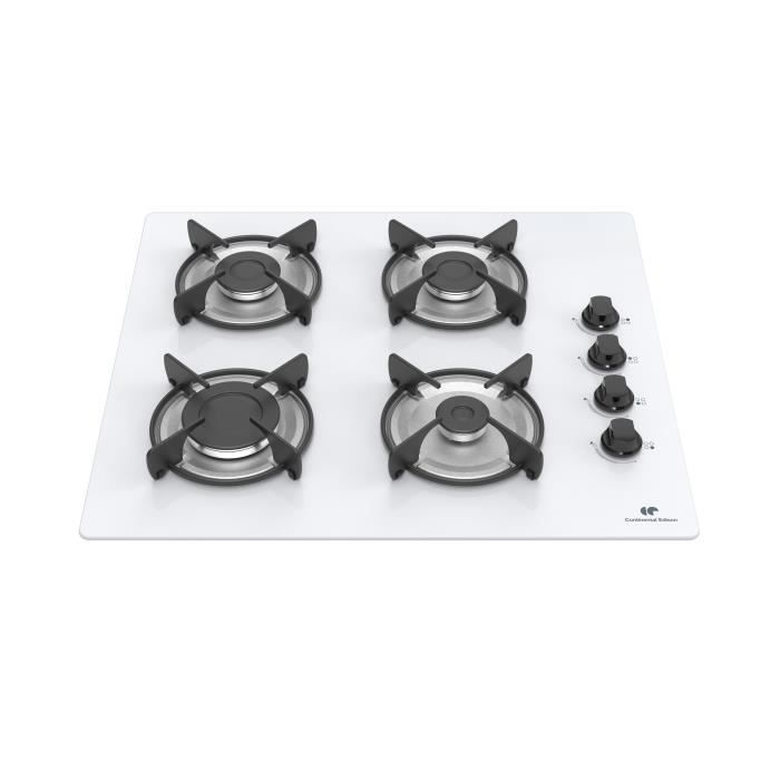 CONTINENTAL EDISON Gas Hob - 4 Burners in White Glass 4-burner
