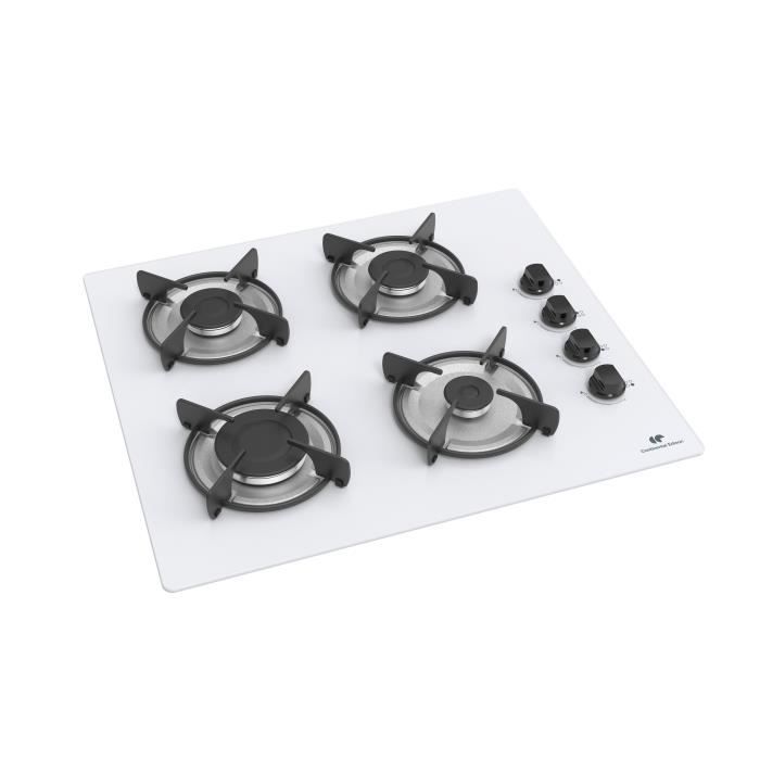 CONTINENTAL EDISON Gas Hob - 4 Burners in White Glass 4-burner