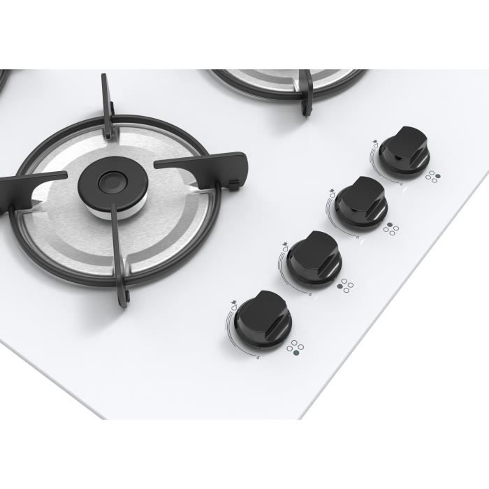 CONTINENTAL EDISON Gas Hob - 4 Burners in White Glass 4-burner