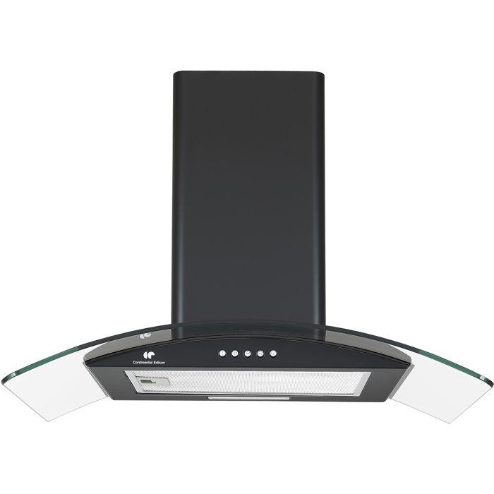 CONTINENTAL EDISON Decorative Cooker Hood - Black/Glass - 60 x 47 x 50.84 cm - CEH60GB2