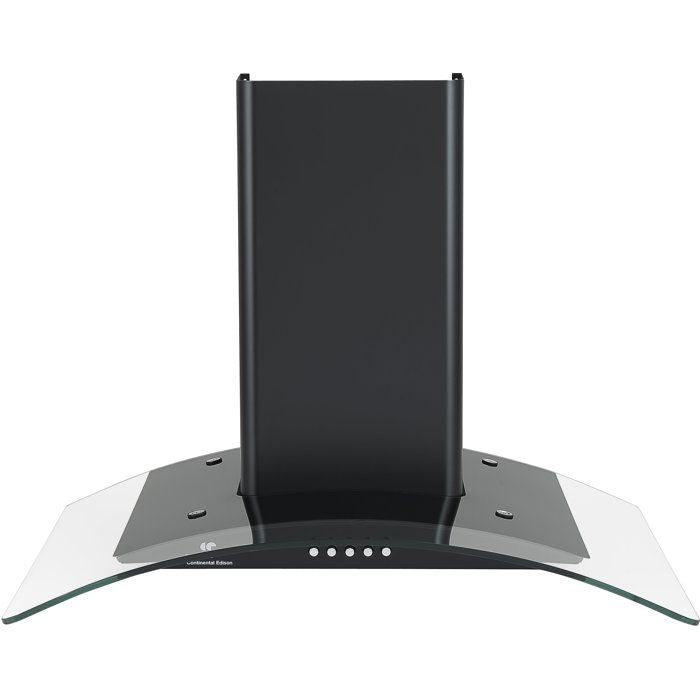 CONTINENTAL EDISON Decorative Cooker Hood - Black/Glass - 60 x 47 x 50.84 cm - CEH60GB2