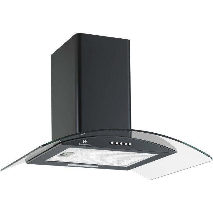 CONTINENTAL EDISON Decorative Cooker Hood - Black/Glass - 60 x 47 x 50.84 cm - CEH60GB2