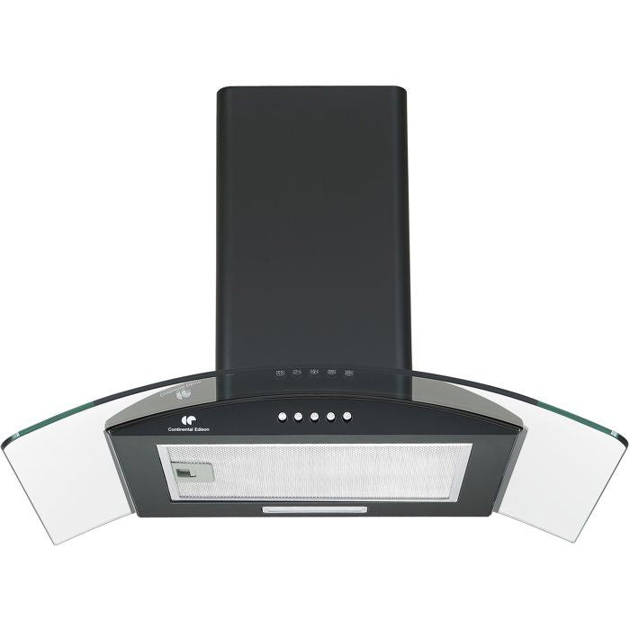CONTINENTAL EDISON Decorative Cooker Hood - Black/Glass - 60 x 47 x 50.84 cm - CEH60GB2
