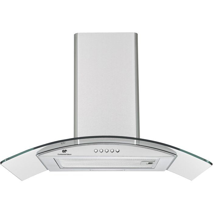 CONTINENTAL EDISON Decorative Cooker Hood - CEH60GS2 - 60 x 47 x 50/84 cm - Stainless Steel/ Glass