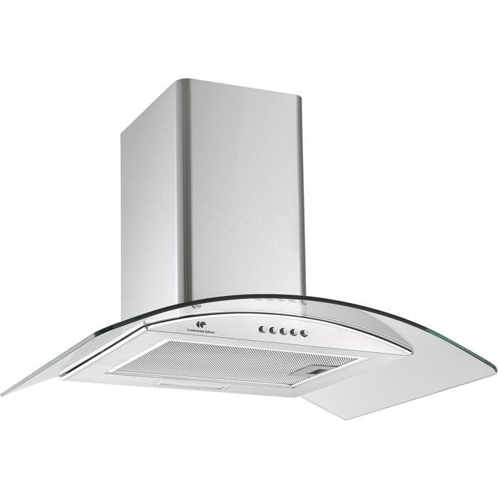 CONTINENTAL EDISON Decorative Cooker Hood - CEH60GS2 - 60 x 47 x 50/84 cm - Stainless Steel/ Glass