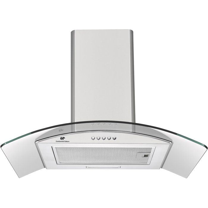 CONTINENTAL EDISON Decorative Cooker Hood - CEH60GS2 - 60 x 47 x 50/84 cm - Stainless Steel/ Glass
