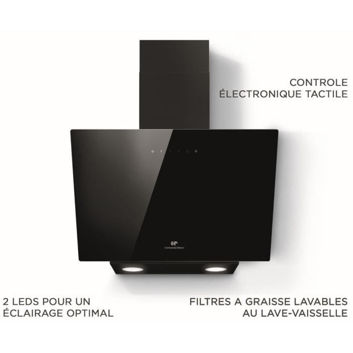 CONTINENTAL EDISON CEHD6065B Black Cooker Hood - 60 cm - A Energy Rating W60