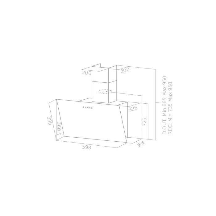 CONTINENTAL EDISON CEHD6065B Black Cooker Hood - 60 cm - A Energy Rating W60