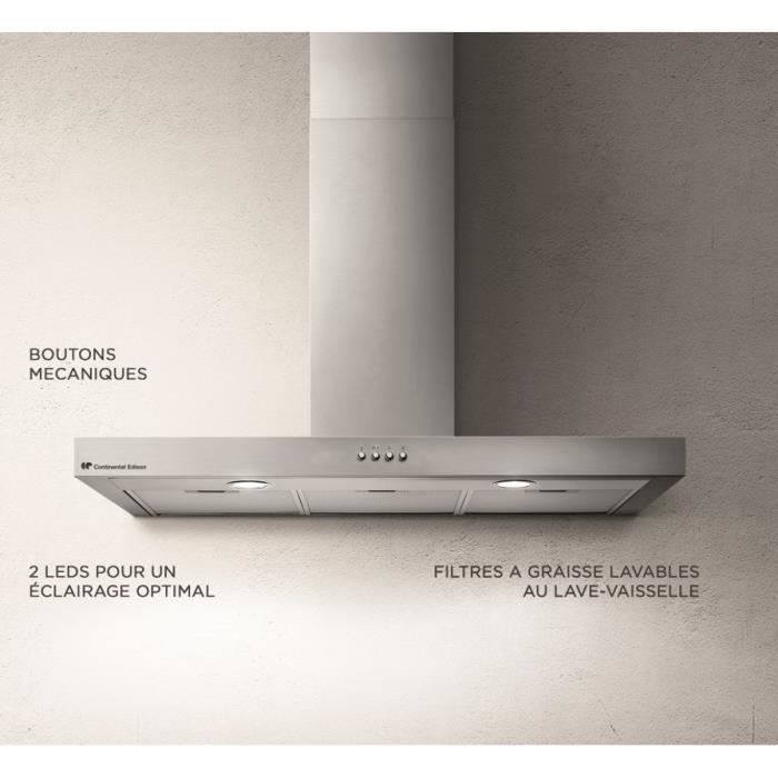 CONTINENTAL EDISON CEHD9058S Stainless Steel Cooker Hood - 90 cm