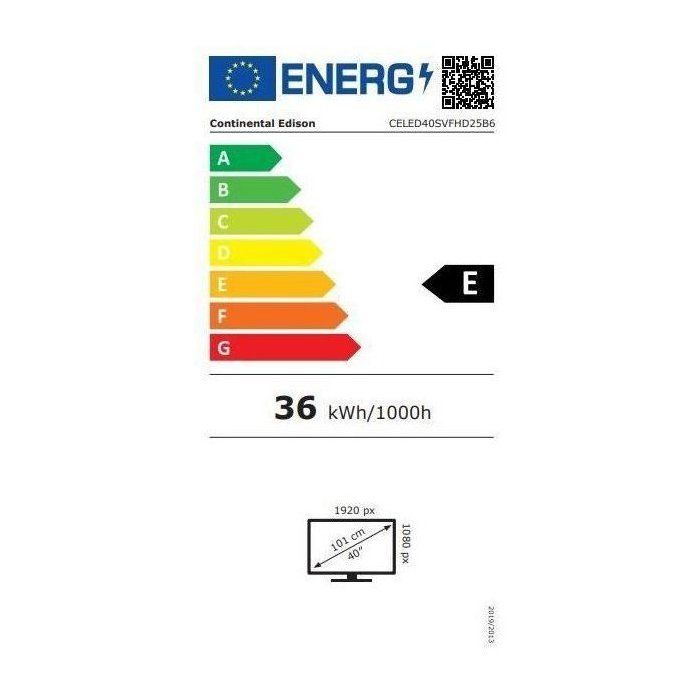 CONTINENTAL EDISON - LED TV 40" (101 cm) - FHD - SMART VIDAA - 3xHDMI - 2xUSB - Black - CELED40SVFHD25B6