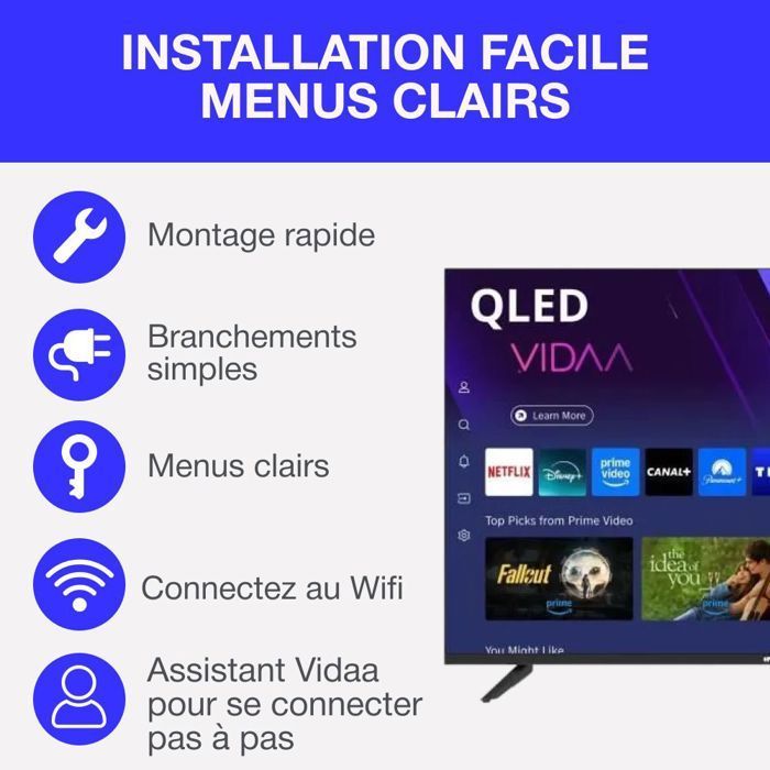 CONTINENTAL EDISON QLED TV - CELED43SVQLD25B6 - 43" (109 cm) - UHD 4K - SMART VIDAA 3xHDMI 2xUSB