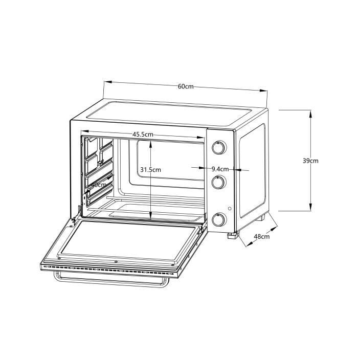 CONTINENTAL EDISON Mini Oven - 57 L - 2300W - Fan-assisted - CEMF60B3 W60 H39 D48