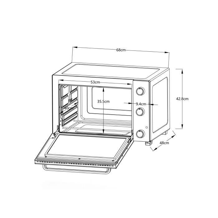 CONTINENTAL EDISON Mini Oven - 75 L - 2400W - Fan Oven - CEMF80B W68 D48