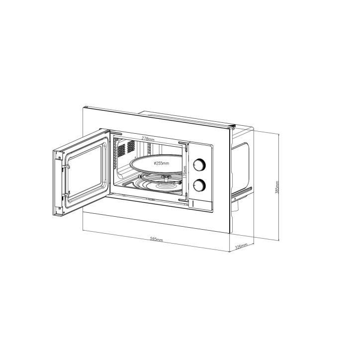 CONTINENTAL EDISON CEMO20EBM2 Built-in Microwave - Black - 1280 W - 20 L W59.5 D35.3