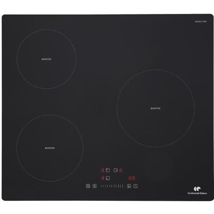 CONTINENTAL EDISON Induction Hob - 3 Burners - 6200W - 59 x 52 cm - Black