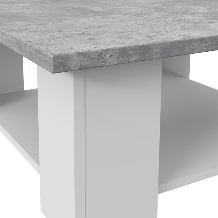 PILVI Coffee Table - White and Light Concrete - 67 x 67 x 31 cm