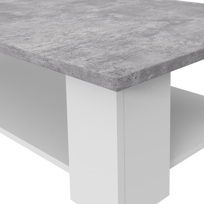 PILVI Coffee Table - White and Light Concrete - 67 x 67 x 31 cm