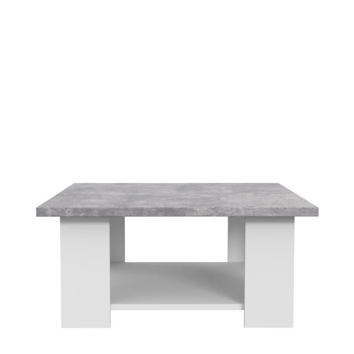 PILVI Coffee Table - White and Light Concrete - 67 x 67 x 31 cm