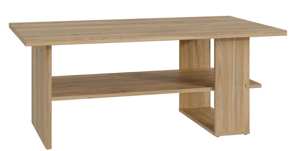 Mauvella Rectangular Coffee Table - Oak Finish - 2 Shelves - 110 x 60 x 45 cm