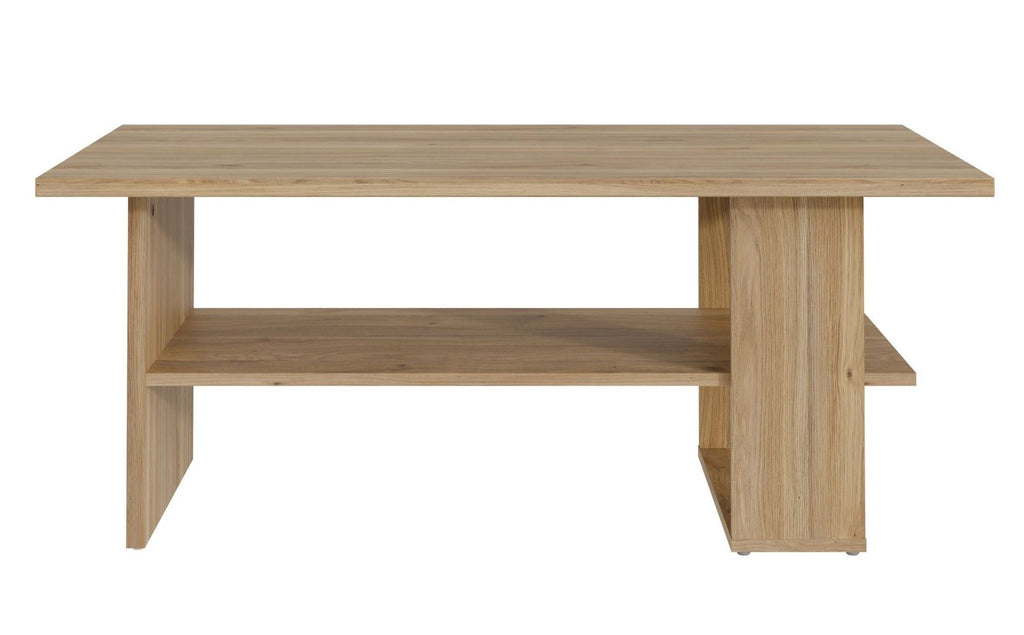 Mauvella Rectangular Coffee Table - Oak Finish - 2 Shelves - 110 x 60 x 45 cm