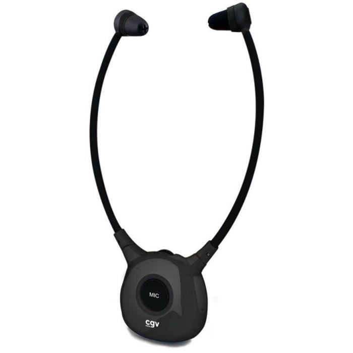 CGV Wireless TV/HiFi Headphones - DOLFIN ONYX DUO - Hearing Aid - Built-in Microphone