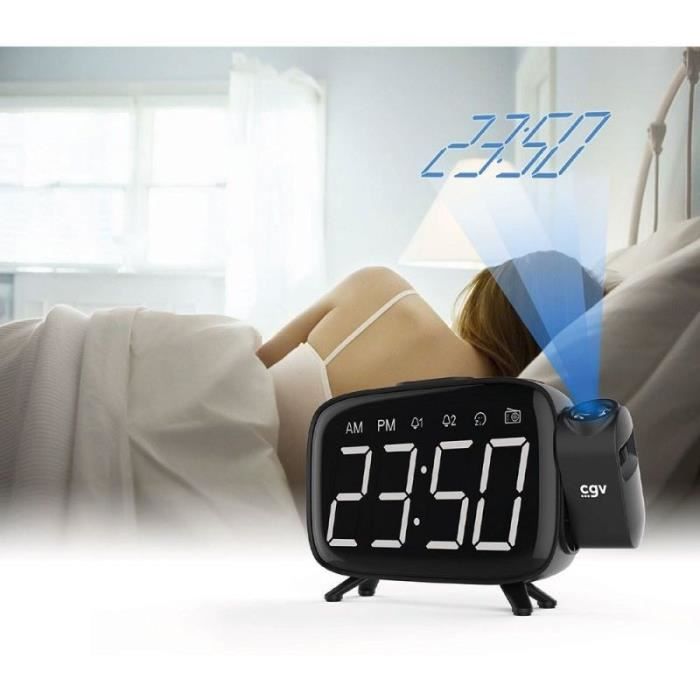 CGV Clock Radio CR-P10 - Time Projection - Dual Alarm - Large Buttons